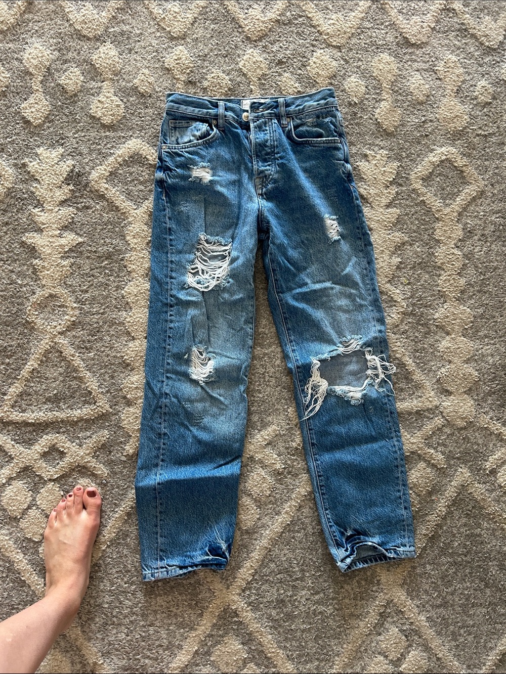 We The Free Distressed Blue Boyfriend Jeans